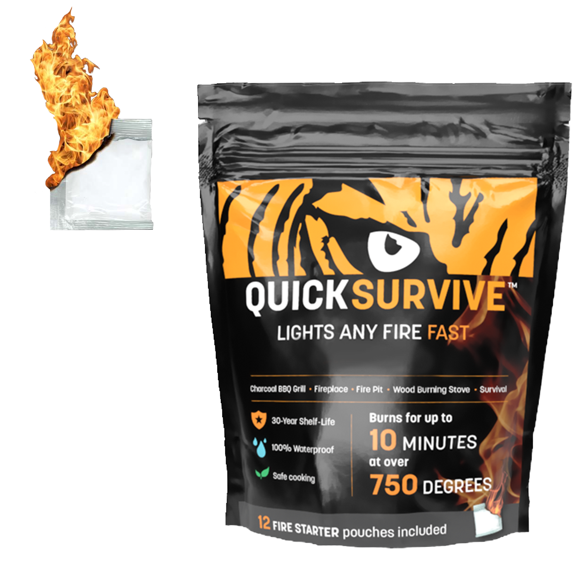 QuickSurvive The Best Fire Starters For Camping and Outdoors - Waterproof fire starters - formerly quick fire starters. Campfire ring with QuickSurvive Fire Starter 12 Pack.